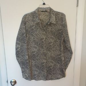 T Tahari Black and White Paisley Shirt